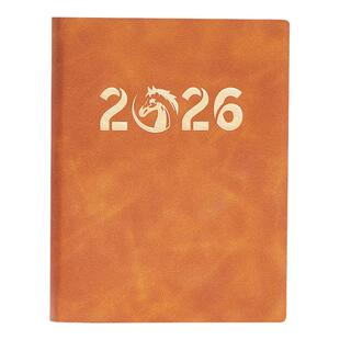 法拉蒙马年新款日程本2026企业商务月度会议B6记录本学生日常规划本加厚纸张可平摊书写日程本四色可定制LOGO