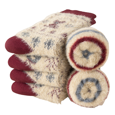 儿童袜子冬季加绒加厚保暖中筒袜男童女童秋冬款宝宝水貂绒长筒袜