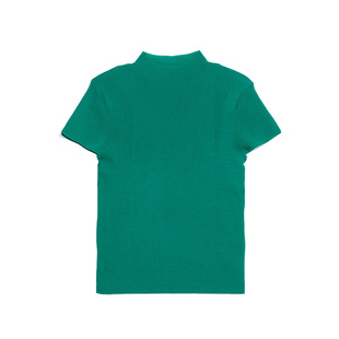 【门店同款】海尔曼斯纯色时尚圆领绿色短袖针织衫修身内搭短款