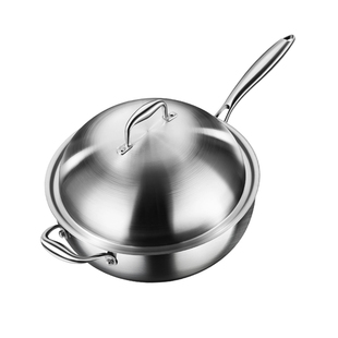 德国炒锅加深316不锈钢无涂层不粘锅家用燃气灶平底电磁炉炒菜锅