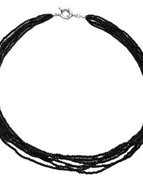 女多层黑尖晶项链高级感法式欧美