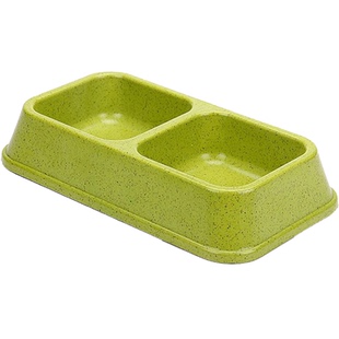 波波 BOBO新款竹纤维环保宠物双碗 宠物碗狗碗猫碗狗盆竹粉碗方形