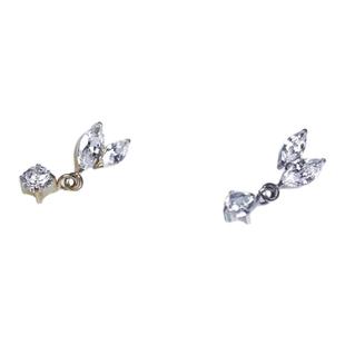 解药 钛合金镀金树叶形马眼水晶吊坠耳骨耳窝钉 16g内螺纹养耳洞