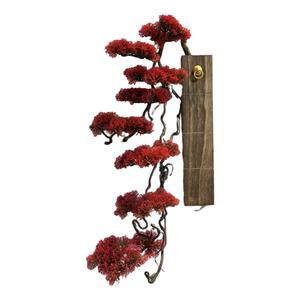 新中式玄关壁挂实木根仿真迎客松