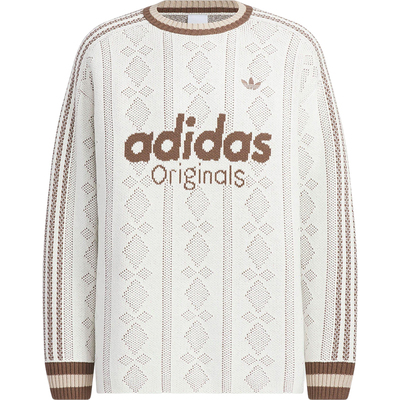 Adidas/阿迪达斯正品三叶草男女休闲针织提花条纹套头衫KS5956