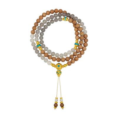 周大生腕美平安泰山黄金手链和田玉烟紫檀木手串万岱葫光青花葫芦