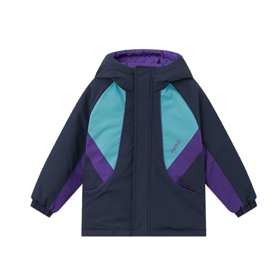 多多家嵌绳拼色绗棉外套