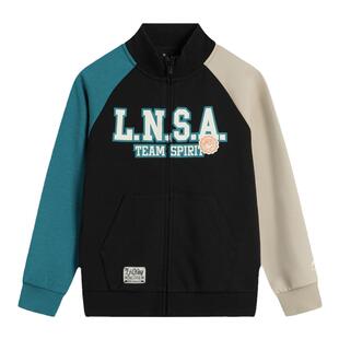 李宁男童外套春季款2026新款儿童开衫卫衣透气吸汗宽松运动上衣