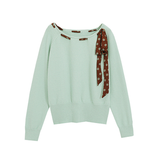 2026超火小众不撞款针织衫斜肩上衣女大码胖mm设计感一字肩毛衣春