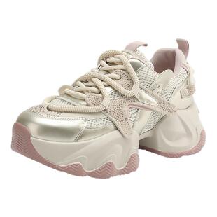 达芙妮老爹鞋女鞋2026新款春秋厚底增高网面透气不闷脚休闲运动鞋