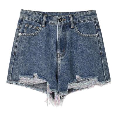 磨毛短裤高腰显腿长牛仔裤