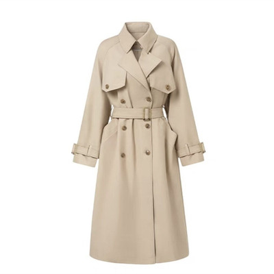 韩系女主卡其色风衣外套大衣