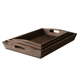 日式梯形烧桐木茶盘托盘酒店拍摄果盘点心盘餐盘咖啡厅果盘实木盘