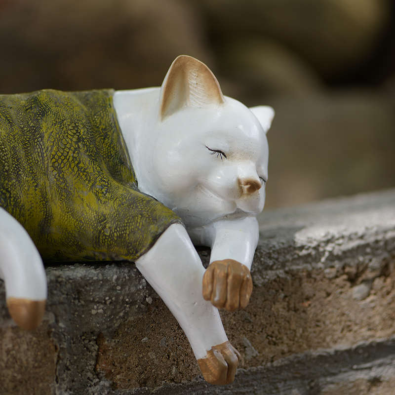 创意可爱慵懒猫咪树脂摆件阳台户外花园别墅庭院桌面花架装饰摆件