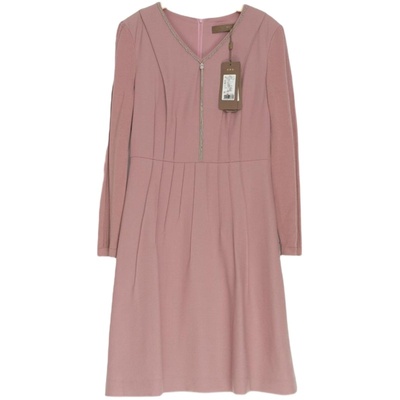 慕天姿精选品牌女装高端时尚气质百搭粉色连衣裙慕天姿A4-15023