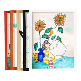 彩色儿童画装裱画框实木水彩绘画相框挂墙16K开32k画画空框4K开8k