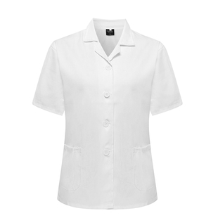 的确良厨师服短袖薄款透气学校食堂白色男女工作服食品厂夏季工服