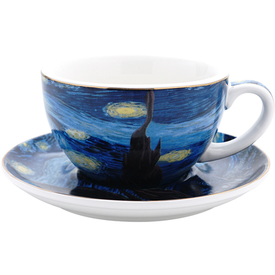 梵高星空卡布拿铁拉花咖啡杯