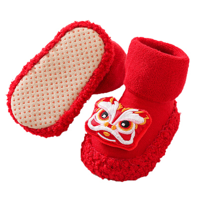 学步秋冬红色过年袜鞋