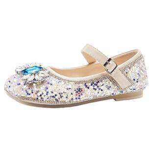 TATA他她童鞋女童公主鞋新款亮晶晶水钻爱莎单鞋儿童女宝水晶鞋子