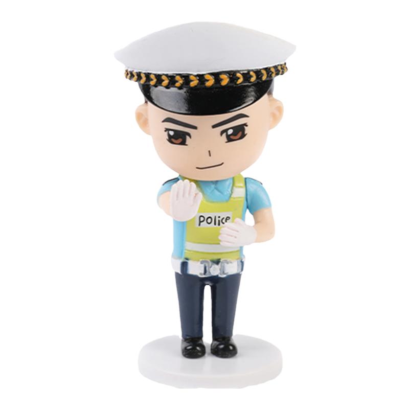 正义小蓝帽警察公仔小警天团摆件车载手办创意警察节礼品蛋糕装饰