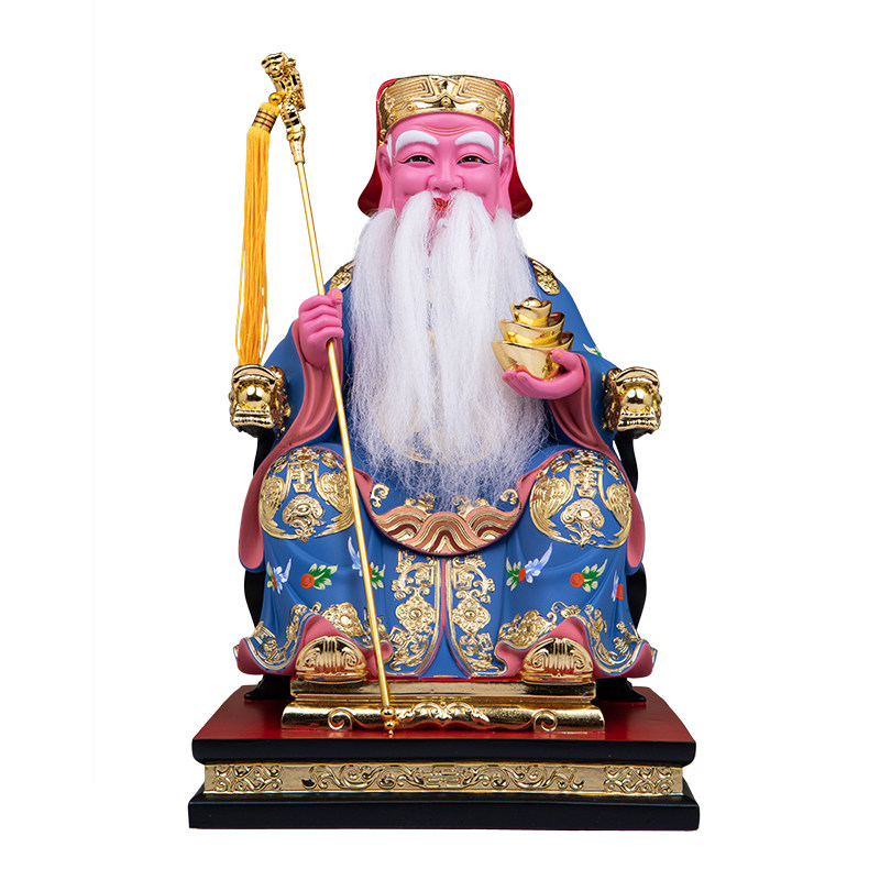 树脂唐彩土地公公神像土地爷家用供奉福德正神地主大伯公中式摆件