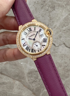 新款卡家网红女表轻奢时尚ins风小众手表气球镶钻贝母复古手表女