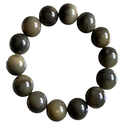 缅甸翡翠手串黑乌鸡黄翡翠14.7mm