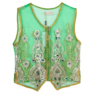 新疆舞蹈马甲女夏季款网纱刺绣坎肩手工烫钻民族风背心维族舞蹈服