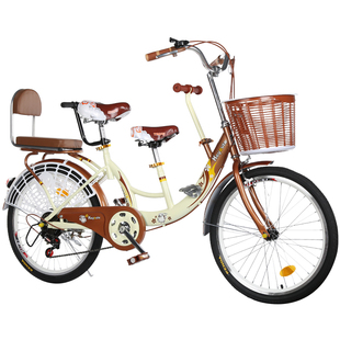 女式自行车亲子车母子车22寸24寸男女带宝宝小孩女士双人淑女车