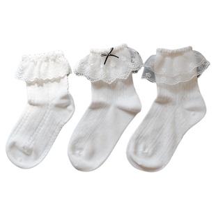 女童白色公主袜纯棉a类蕾丝花边短袜学生表演搭配宝宝袜无骨春秋