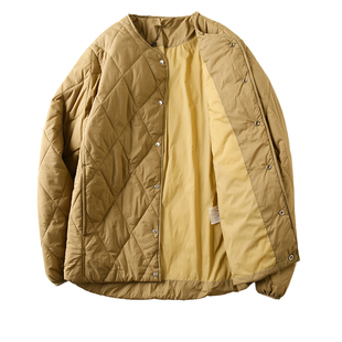 意式轻奢！复古叠穿！加厚纯色菱形格保暖棉衣男简约无领棉服外套