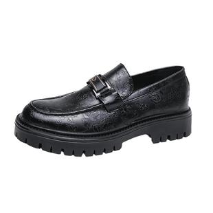 乐福皮鞋男士冬季英伦风懒人一脚蹬豆豆鞋百搭韩版休闲商务结婚鞋