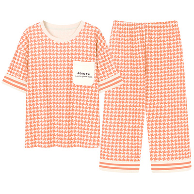 浪莎带胸垫一体睡衣女夏季七分裤