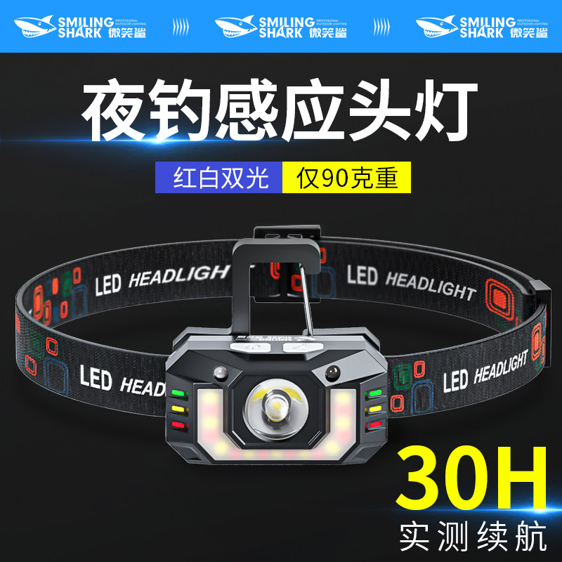 头灯钓鱼专用感应头戴式强光充电超亮大容量续航超长锂电2025新款
