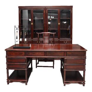 红木书桌 印尼黑酸枝明式办公桌 阔叶黄檀仿古书桌书柜实木老板桌