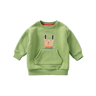 2023冬装新款男女宝宝宽松加绒保暖卫衣儿童圆领爆款长款加厚上衣