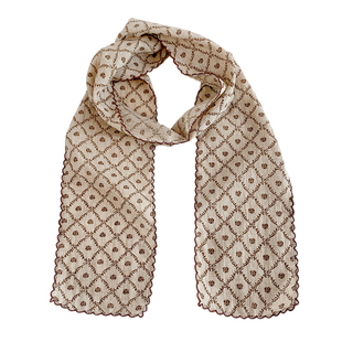 菱形格子长条小围巾女飘带丝巾春秋薄款复古装饰领巾百搭气质新款