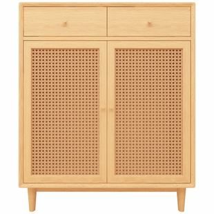 高端时尚家具倾城鞋柜艺术竹编白橡极简侘寂北欧现代新中式原木风