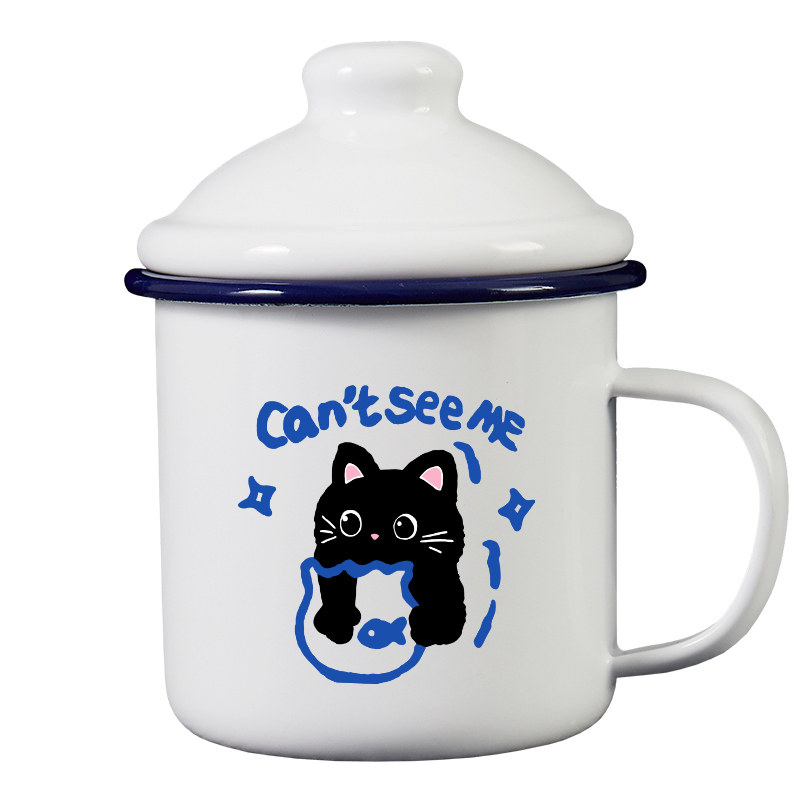 CANTSEEME小猫摸鱼复古搪瓷杯