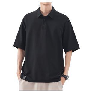 hansca 250g美式重磅polo衫男短袖夏季宽松t恤男痞帅高端翻领上衣