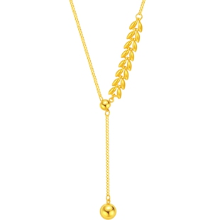 潮宏基御范麦穗黄金项链足金锁骨链套链ins风简约时尚妇女节计价