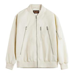 马登工装美式休闲白色L2B飞行员夹克尼龙薄款棒球服短款外套男春