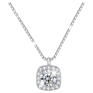 老凤祥s925银方糖项链女款小众足银吊坠纯银锁骨链生日礼物送女友