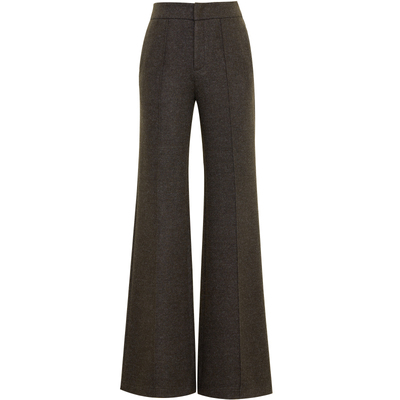 夏莫卡琥珀棕铜氨羊毛毛呢喇叭裤