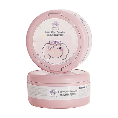 红色小象玉米爽身粉婴儿专用带粉扑新生儿宝宝干爽吸汗爽肤120g