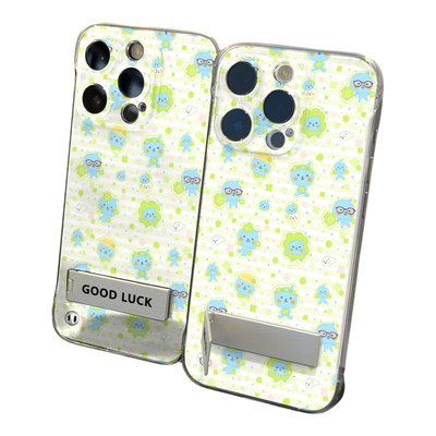 超薄17ProMax四叶草酷儿iPhone16可爱真我GT8Pro手机壳硬适用15透明无边框苹果14plus带支架13ins风VIVOx300s