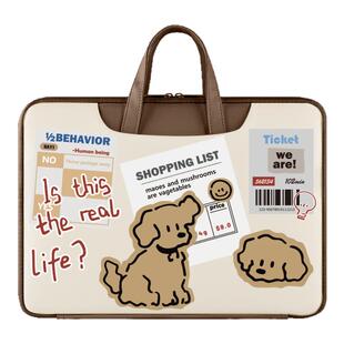 卡通小狗笔记本电脑包14寸女可爱15.6寸适用macbook13寸手提包华为荣耀16.1保护套寸防水防震大学生收纳包