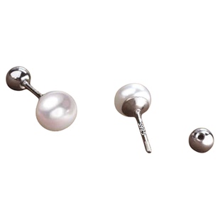 淡水珍珠耳钉女s999纯银针养耳洞耳环耳饰睡觉免摘螺丝拧扣耳骨钉