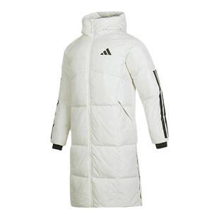 【自营】adidas 3-Stripes 男款运动保暖长款连帽羽绒服 JG3838